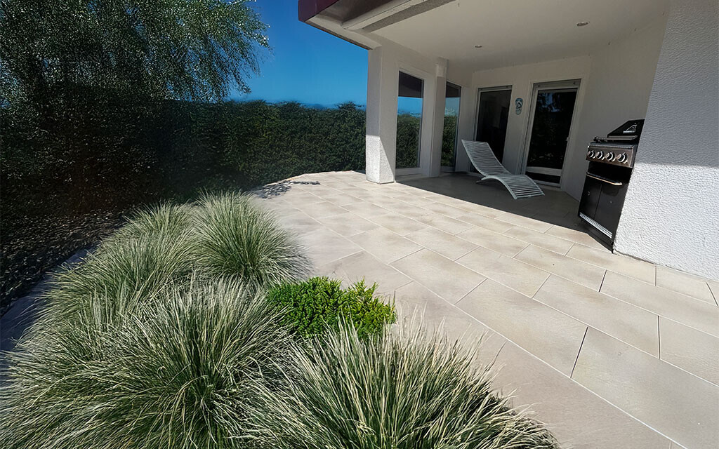 Mesafino-Platten beige Terrasse