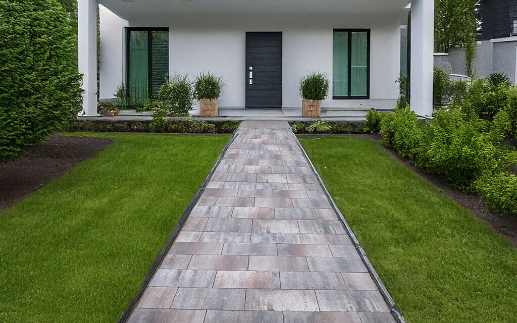 Terrassenplatten Gehweg muschelrot
