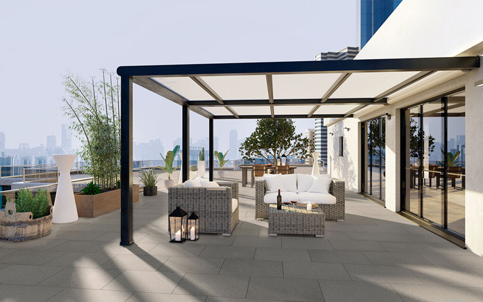 Dachterasse Betonplatten grau