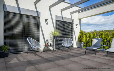 Terrassenplatten Keramik 80x80 grau braun