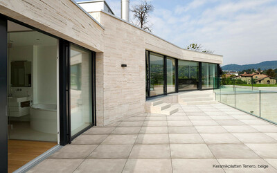 Terrassenplatten Keramik beige quadratisch Großformat