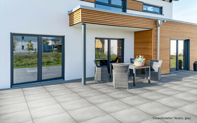 Terrassenplatten Sichtbetonoptik Keramik 80x80 cm
