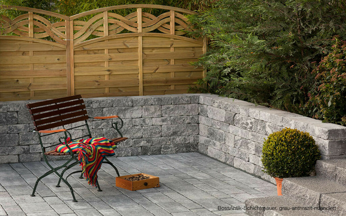 Gartenmauer Terrasse Eingrenzung grau-anthrazit