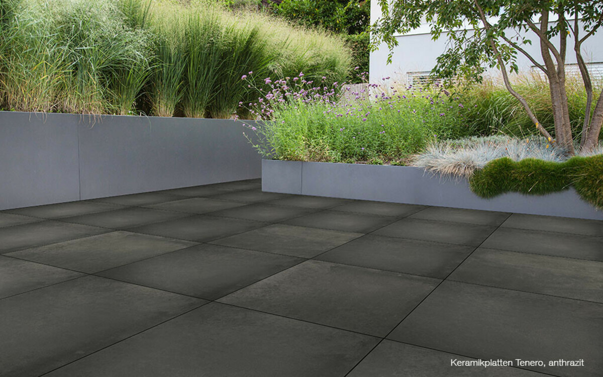 Terrassenplatten quadratisch Keramik anthrazit