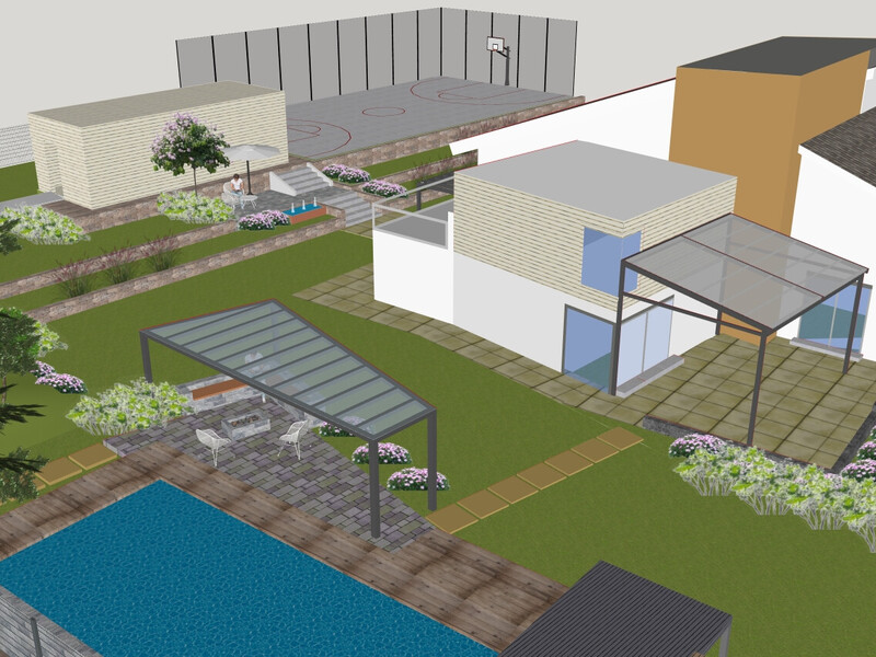 EHL Design Service, Luftaufnahme Pool & Garten
