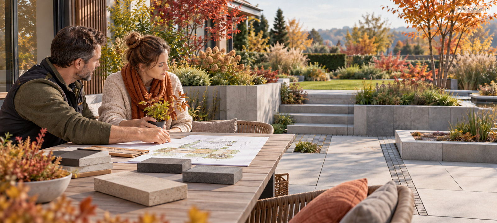 Gemütliche Terrasse im Herbst