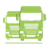 Piktogramm: zwei grüne Lastwagen, vorderer mit Leerfläche im Fahrerhaus, überwiegend Schwerlastverkehr.