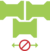 Piktogramm: formbedingt verschiebesicher, grüne Steinform mit Pfeilen und Verbotssymbol