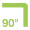 Piktogramm 90° rektifizierte Kante, grün auf weißem Hintergrund