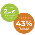 Rabattstörer mit Preisangabe und bis zu 43 % Rabatt