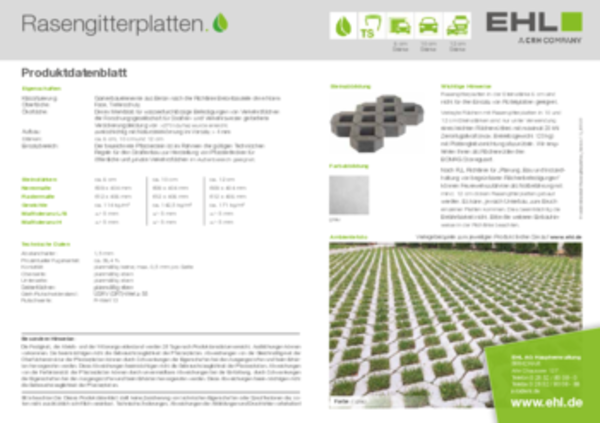 EHL-Datenblatt-Rasengitterplatten